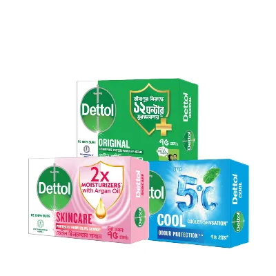 Dettol Soap Bathing Bar Family Pack (Cool, Skincare & Original) 75 gm