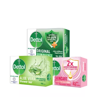 Dettol Soap Pro Skin Value Pack 75 gm (Original, Aloevera & Skincare)