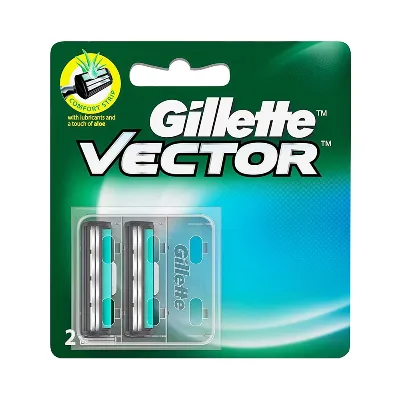 Gillette Vector Plus Manual Shaving Razor Blades 2 Cartridge