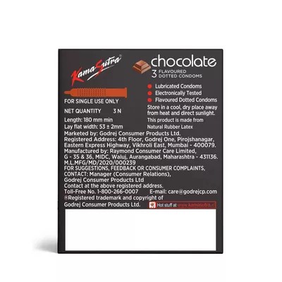 KS2 Kamasutra Chocolate Flavoured Dotted Condom - Image 2