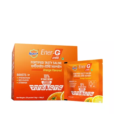 Nutri+ Ener-G Fortified Tasty Saline Orange Flavored 9 gm