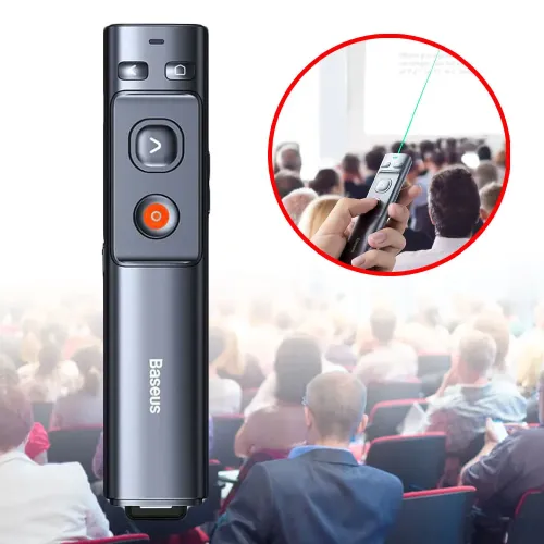 Baseus Orange Dot Green Laser Wireless Presenter - Image 4