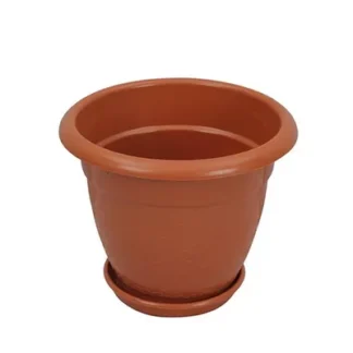 RFL TEL Modern Flower Tub With Tray (Brown) 6 inch
